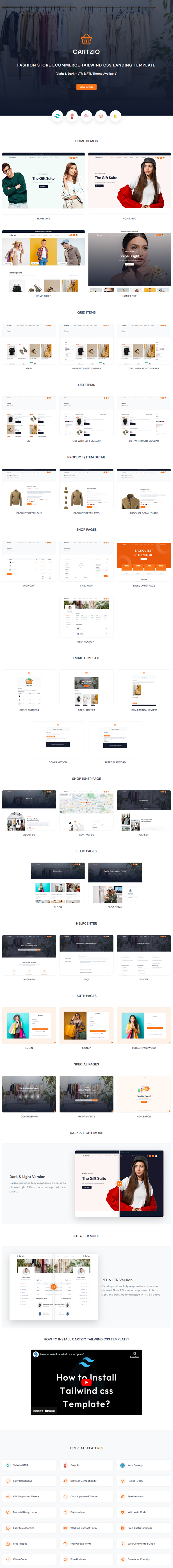 Cartzio - eCommerce Tailwind CSS Template - 1