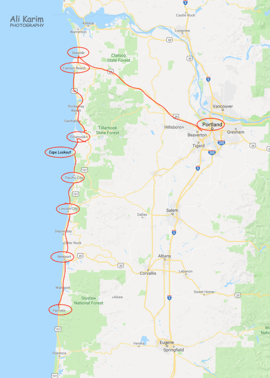 Oregon Coast Map Oregon Coast Hwy 101 Oregon Coast Map