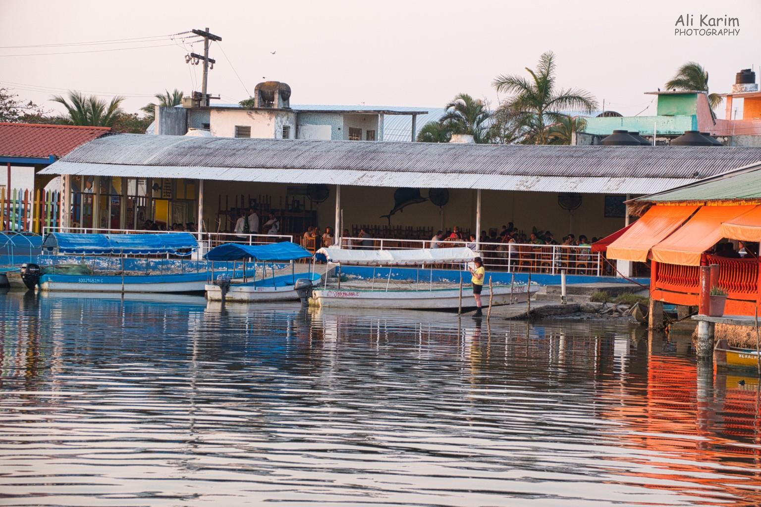 Many seaside restaurants here on the lagoon Veracruz, Mexico, December 2020, Many seaside restaurants here on the lagoon