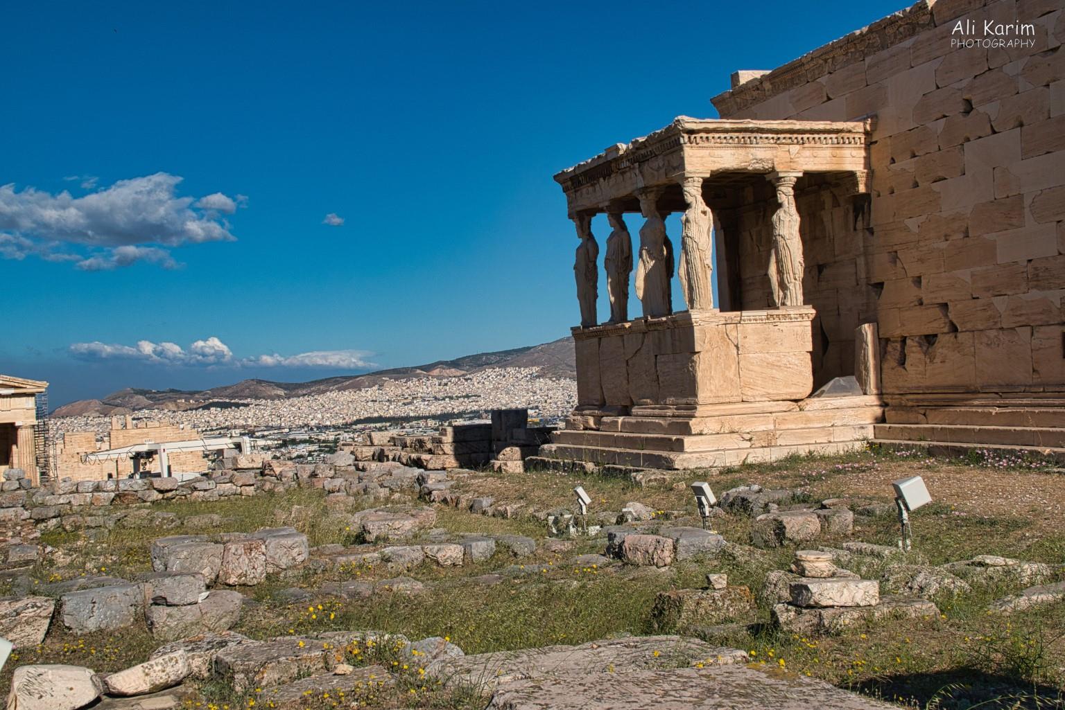 A side temple on the Acropolis; note the figurine columns Athens, Greece, June, 2021, A side temple on the Acropolis; note the figurine columns