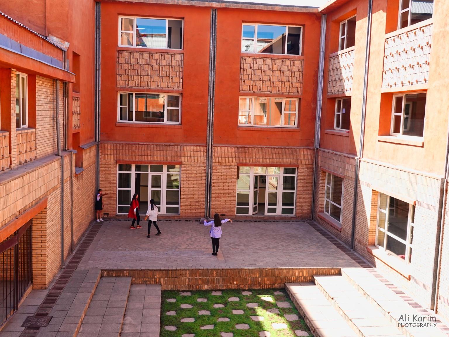 School courtyard; students practicing a play Silk Road 16: More Osh, Kyrgyzstan School courtyard; students practicing a play