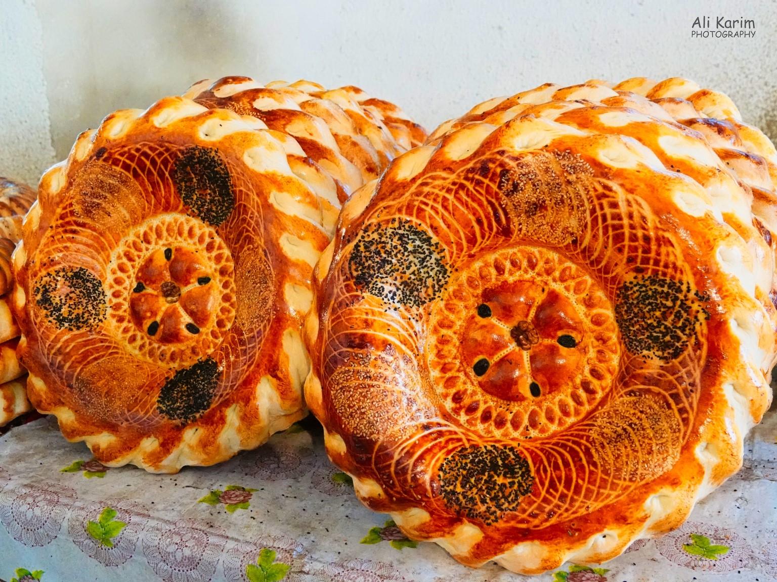 Closer look at the artwork on the Uzbek style Lepyoshka bread Silk Road 15: Osh, Kyrgyzstan Closer look at the artwork on the Uzbek style Lepyoshka bread