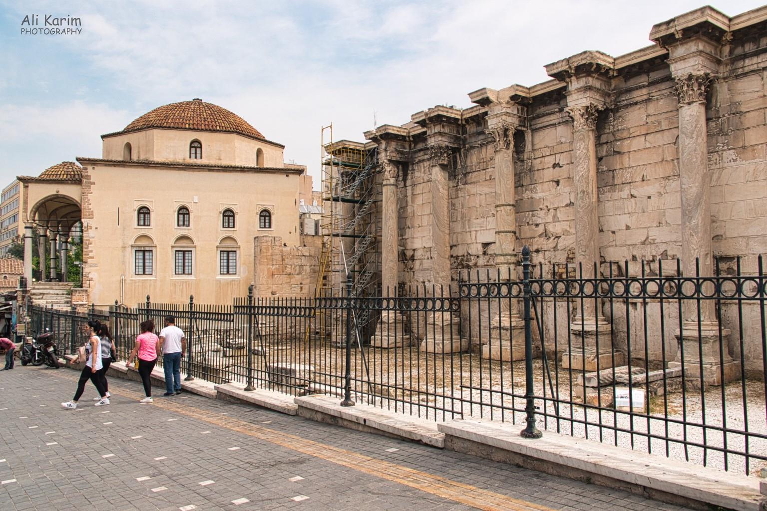 The Library of Hadrian was right next door to the mosque, but pre-dating it by almost 900 years Athens, Greece, June, 2021, The Library of Hadrian was right next door to the mosque, but pre-dating it by almost 900 years
