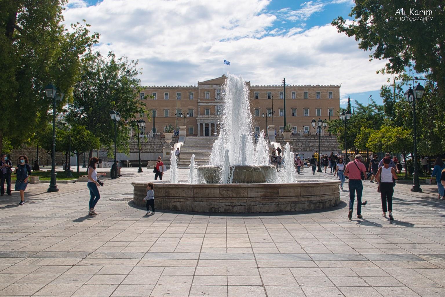 Arrived back at Syntagma square in front of the Parliament building. This place was always full of pedestrians. More Athens, Greece, May 2021, Arrived back at Syntagma square in front of the Parliament building. This place was always full of pedestrians.