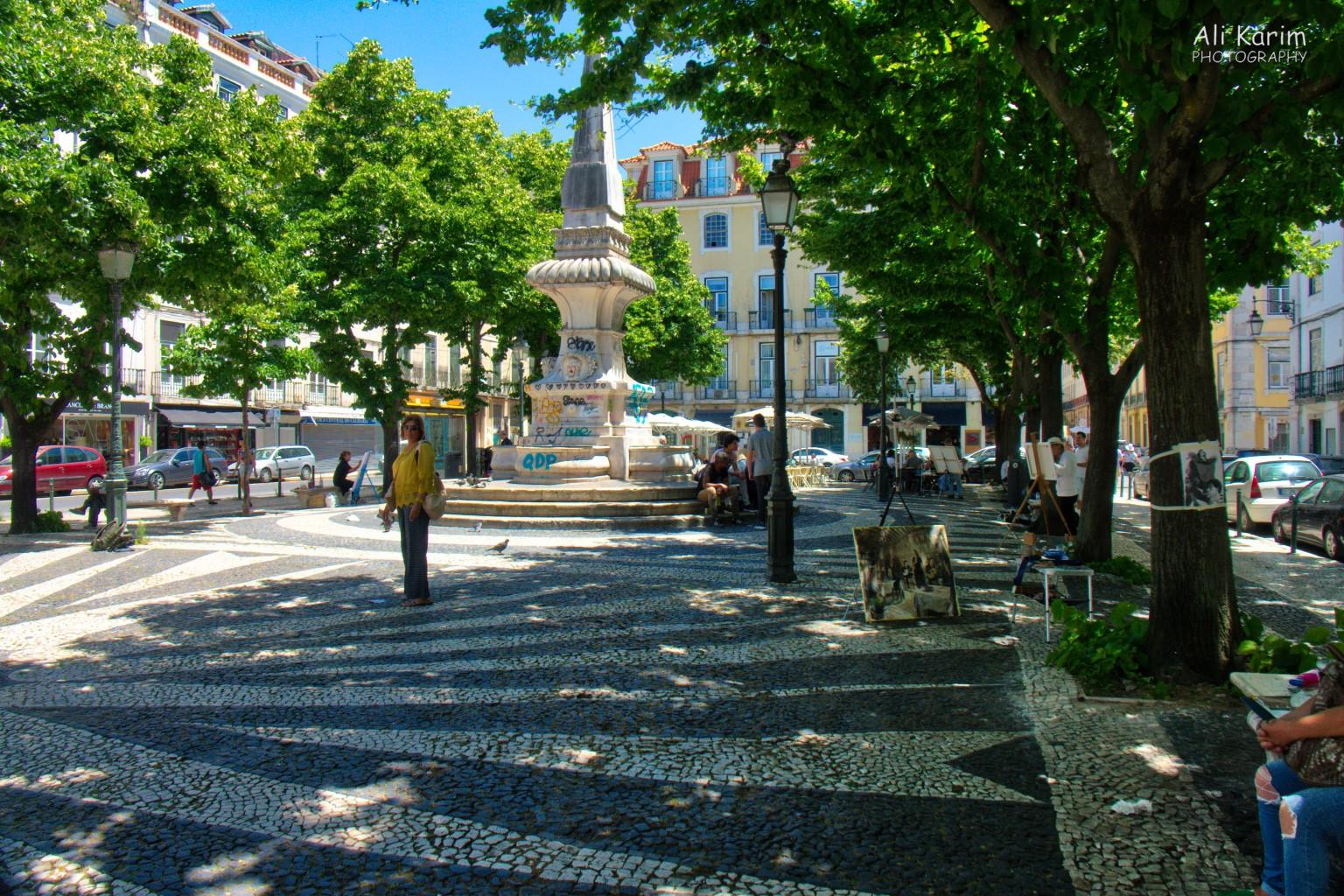 Lisbon Portugal: Large square (Praca de Sao Paulo) occupied by artists