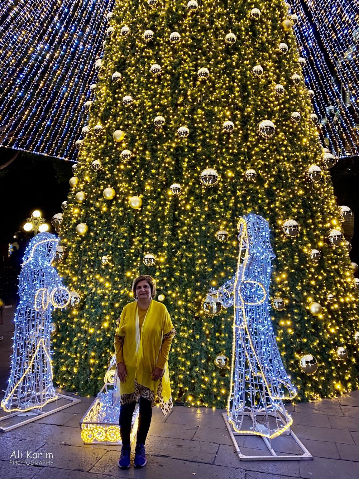 Nativity scene in the Zocalo park Puebla, Mexico Dec 2020, Nativity scene in the Zocalo park