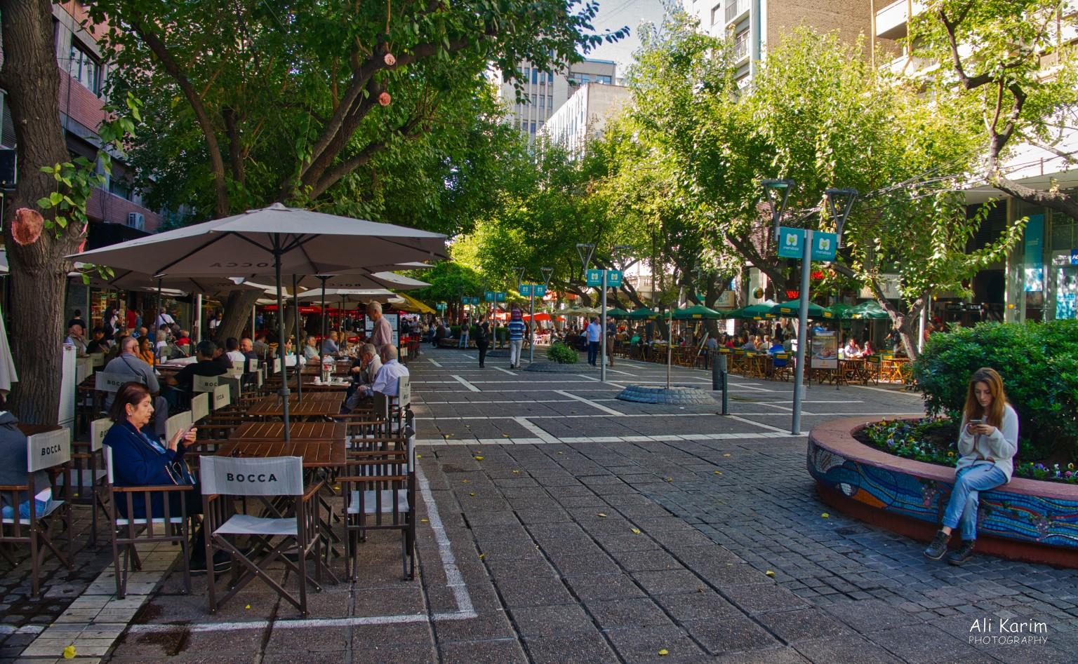More Mendoza, Argentina Well-appointed and frequented pedestrian only wide and leafy street’s