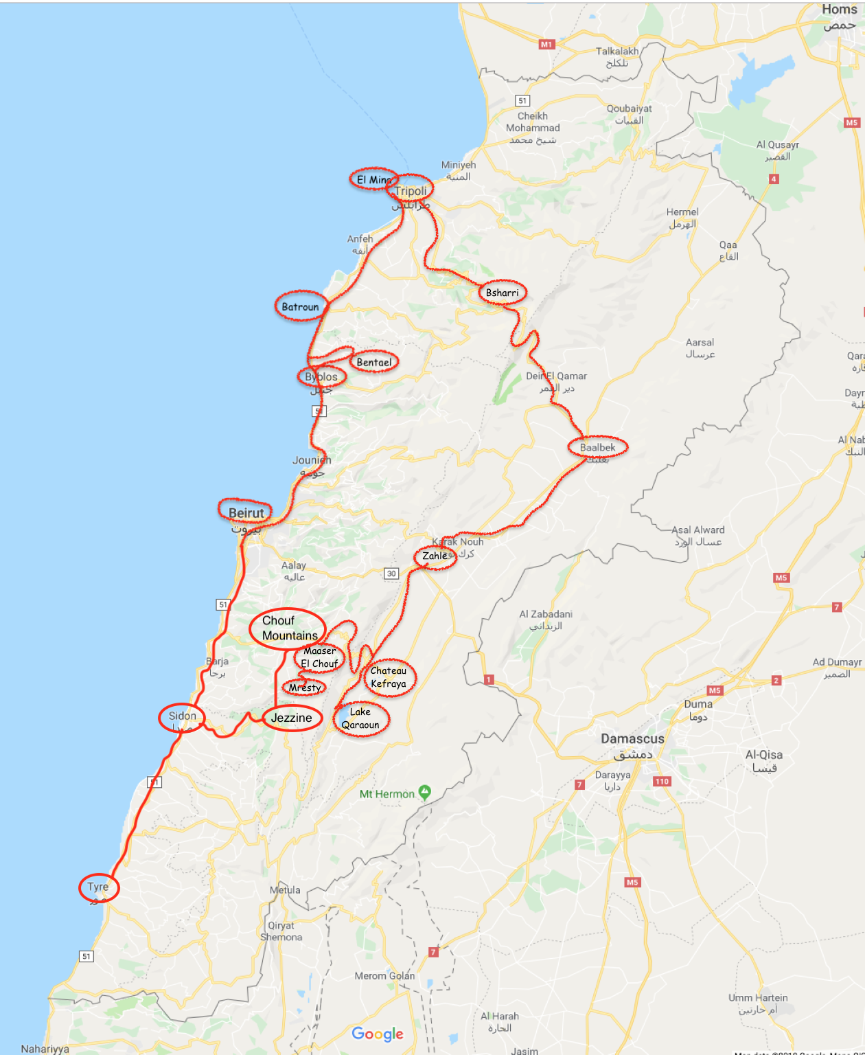 Map Sidon and Tyre Map