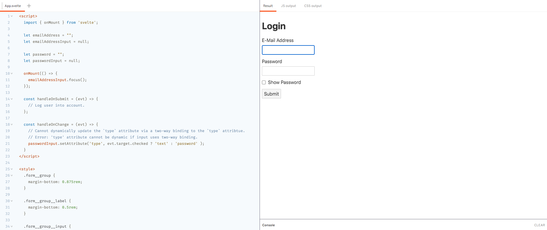 Demo - `onMount` Lifecycle Method - Login Form