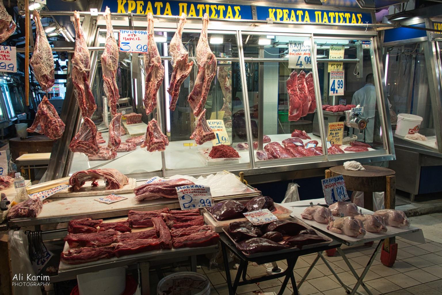 Meat market adjacent to the Fish market More Athens, Greece, May 2021, Meat market adjacent to the Fish market