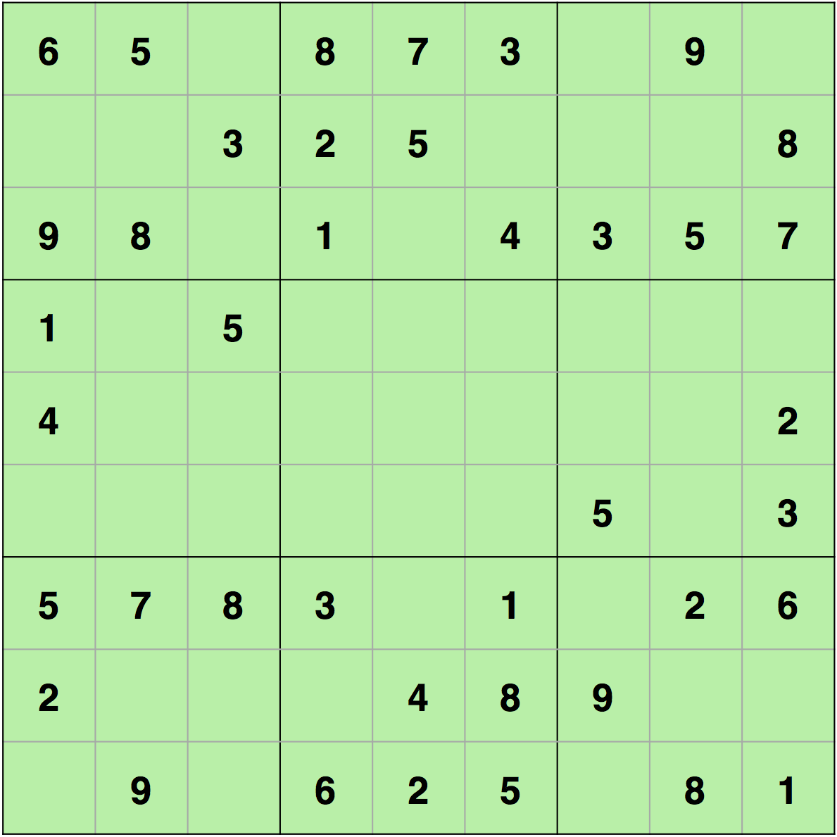 Unsolved sudoku using backtracking