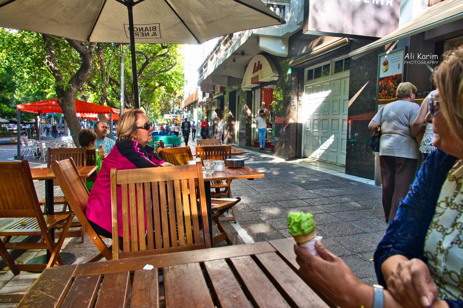 Mendoza, Argentina Nice outdoor tree shaded pedestrian street with outdoor cafés