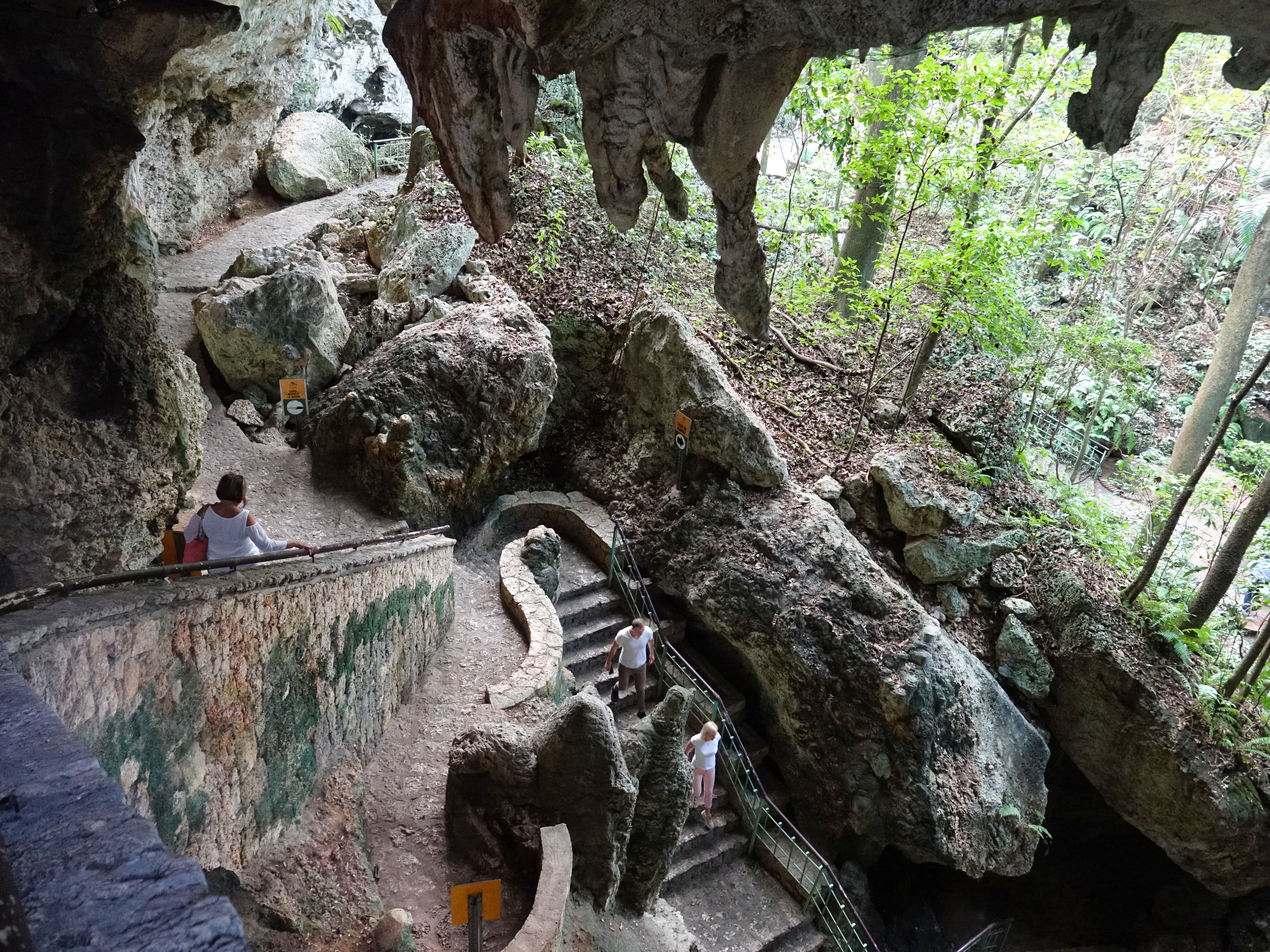 Going down the steps to the natural caverns and fresh water cenotes Going down the steps to the natural caverns and fresh water cenotes