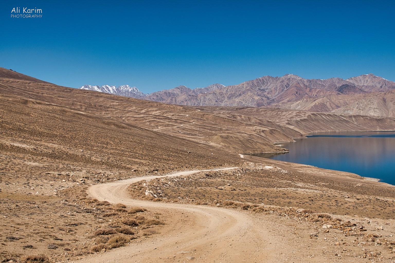 Yashikul lake road and landscape. The road led to another very remote small village Langar, Tajikistan, Yashikul lake road and landscape. The road led to another very remote small village