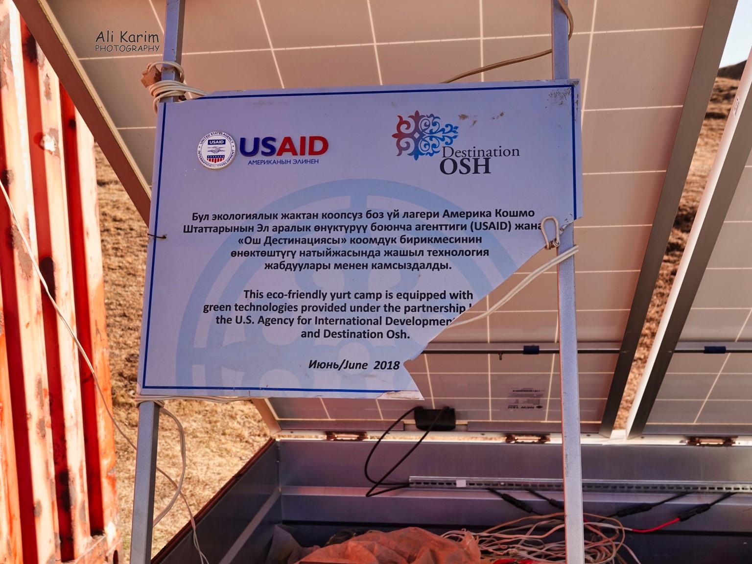 Solar power, thanks to USAID. There was not line power or running water here Silk Road 16: More Osh, Kyrgyzstan Solar power, thanks to USAID. There was not line power or running water here