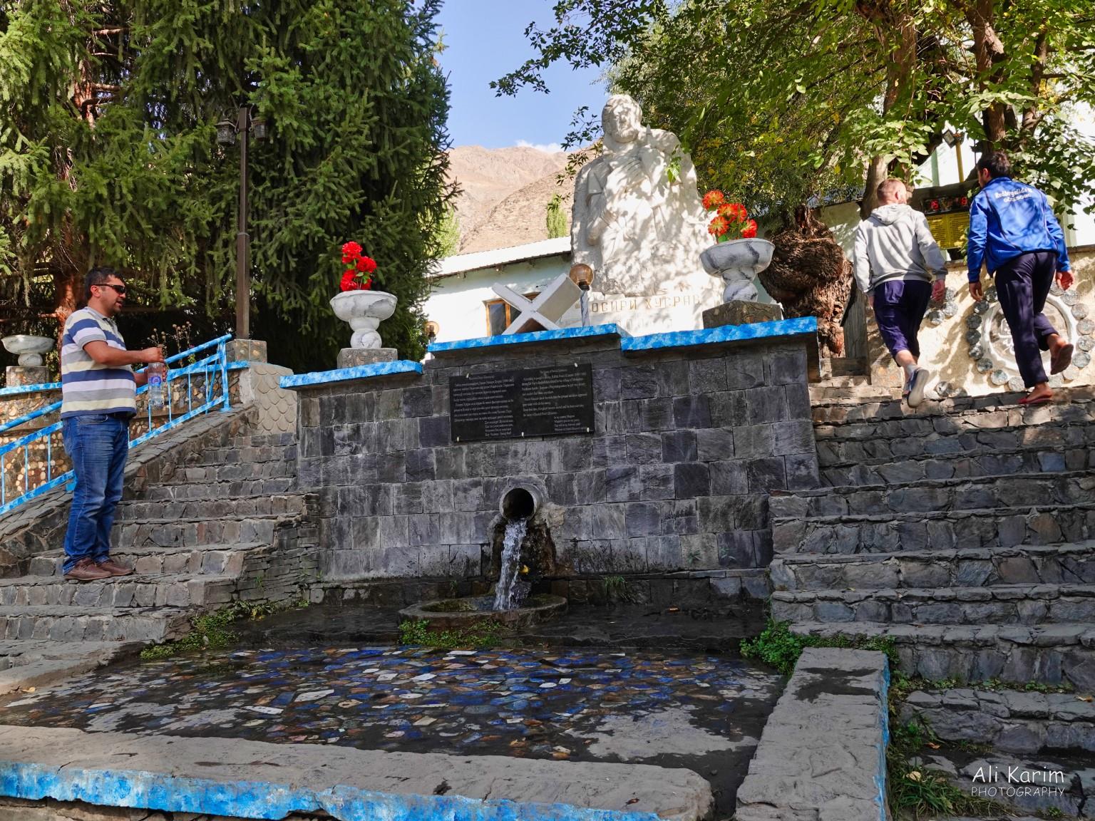 Nasir Khusraw springs with his statue Dushanbe, Tajikistan Nasir Khusraw springs with his statue