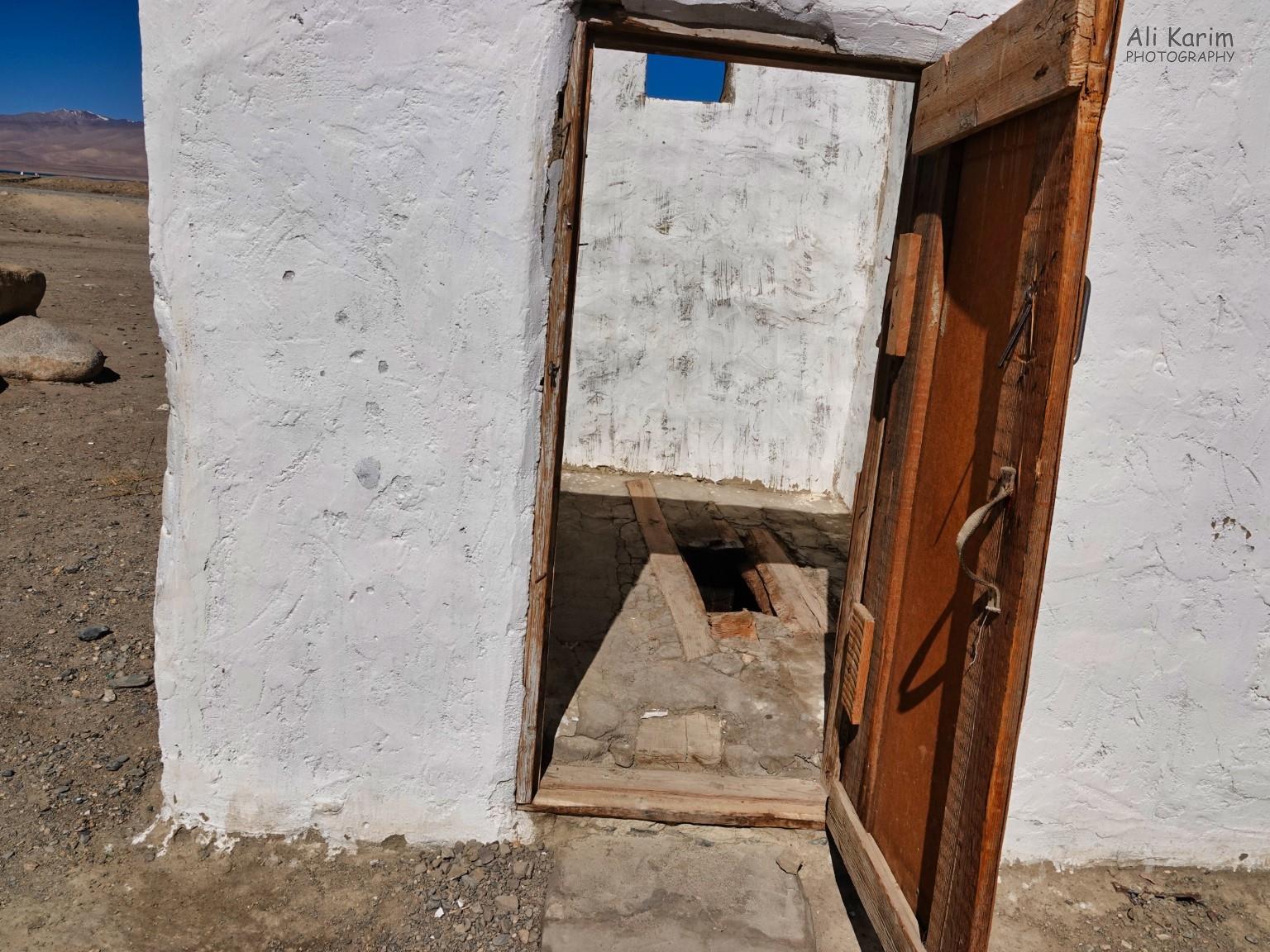 Basic hole in the ground squat toilet; this time with no roof; wonder what happens in the winter? Silk Road 18: Murghab, Tajikistan Basic hole in the ground squat toilet; this time with no roof; wonder what happens in the winter?