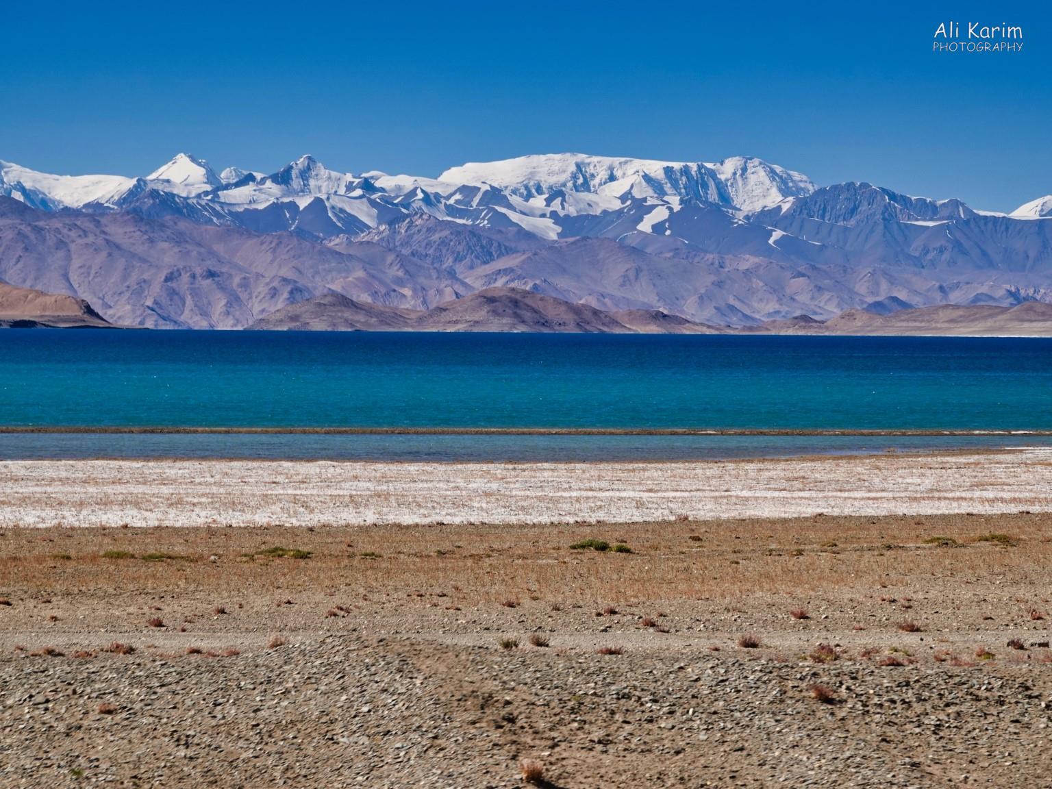 Silk Road 18: Murghab, Tajikistan Karakul lake; note the white salt/mineral deposits on the edge