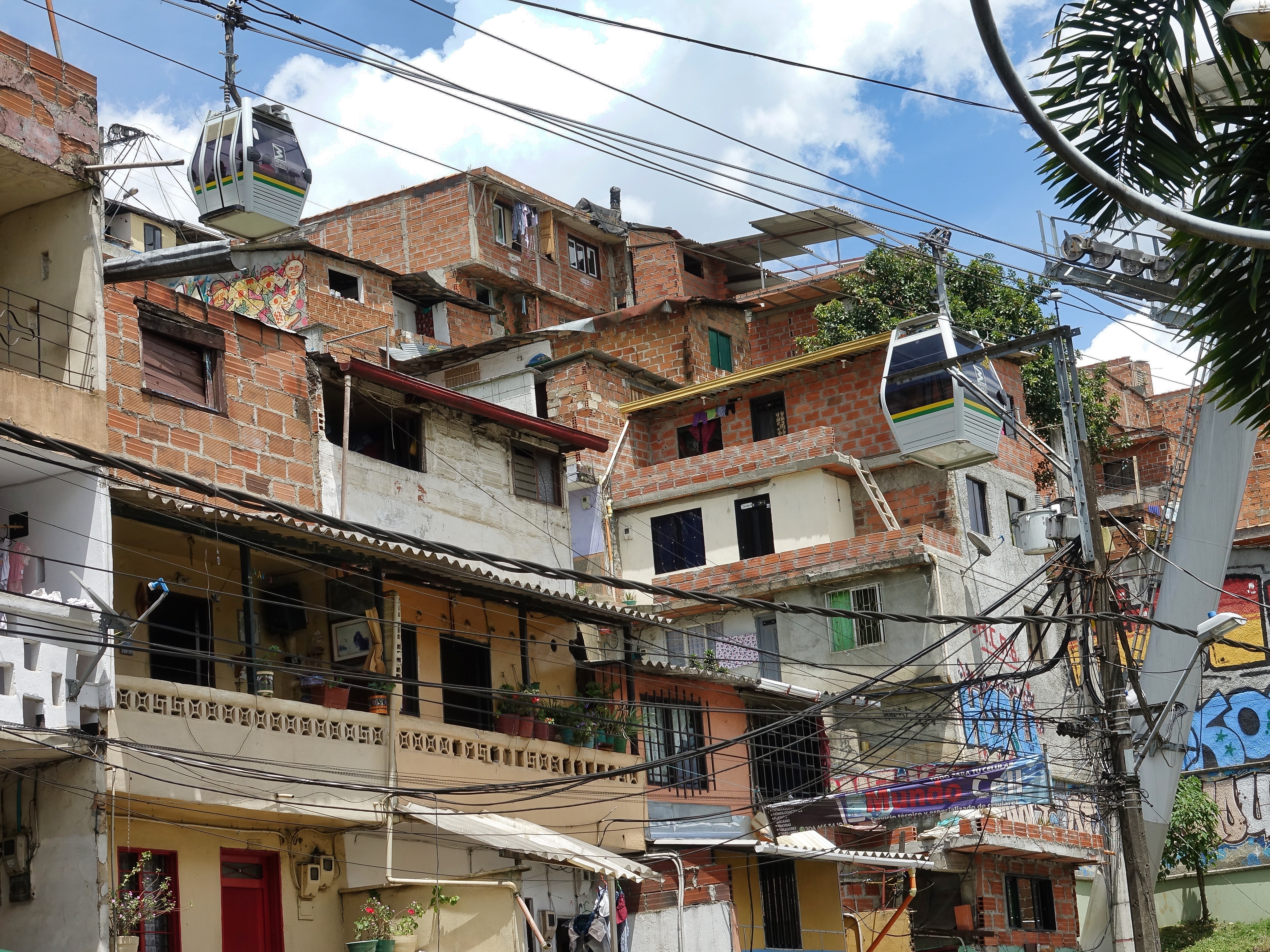 Typical housing and cable cars between and on top