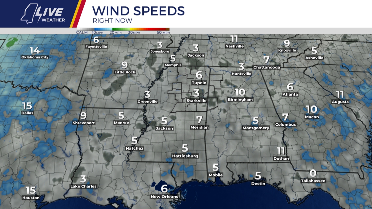 Regional Wind Speeds Right Now