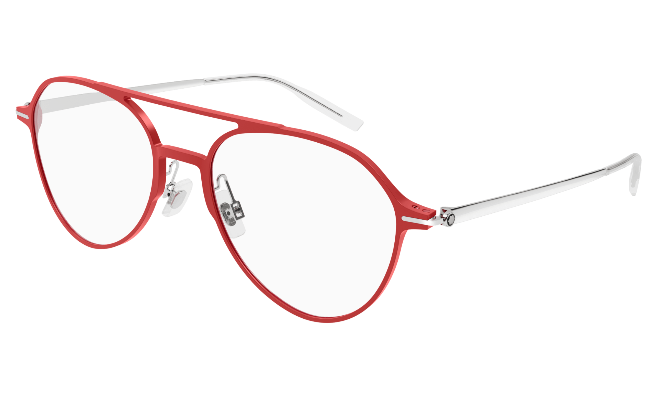 Mont Blanc MB0195O RS Optical Eyeglasses in Red and Silver