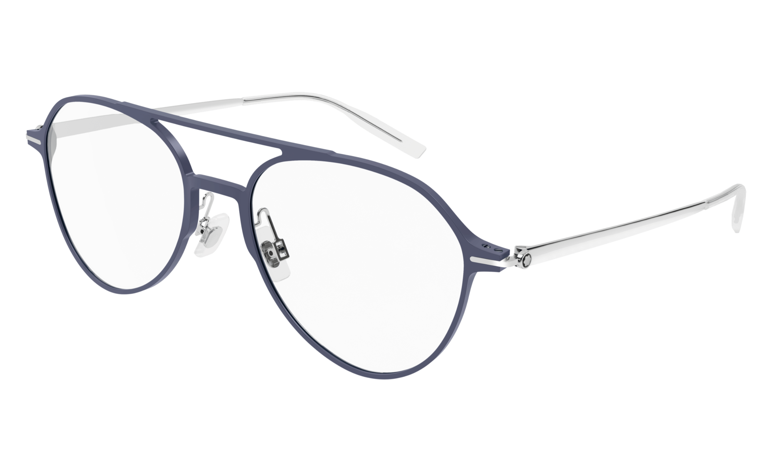 Mont Blanc MB0195O BS Optical Eyeglasses in Blue and Silver