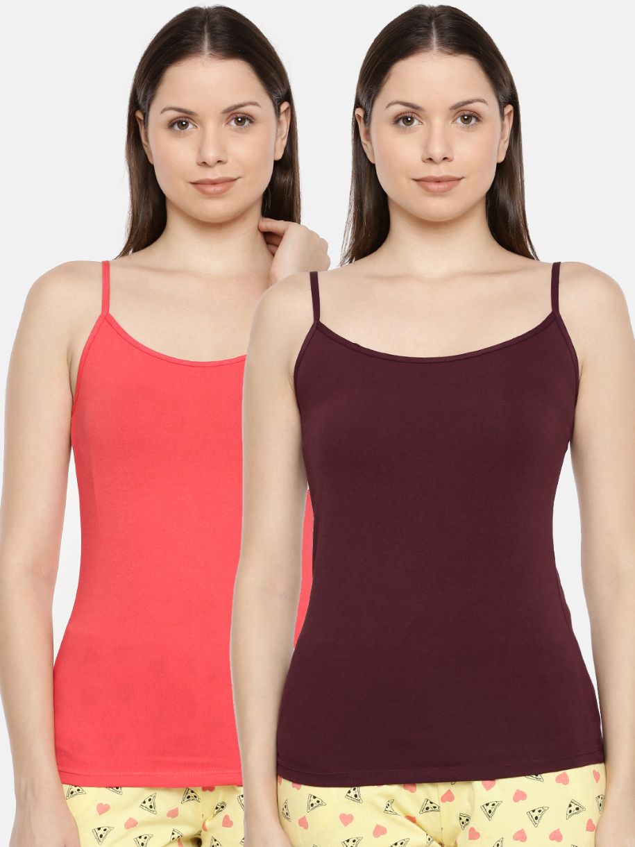 Essential Camisole Pack of 2 (Coral-Bordeaux)
