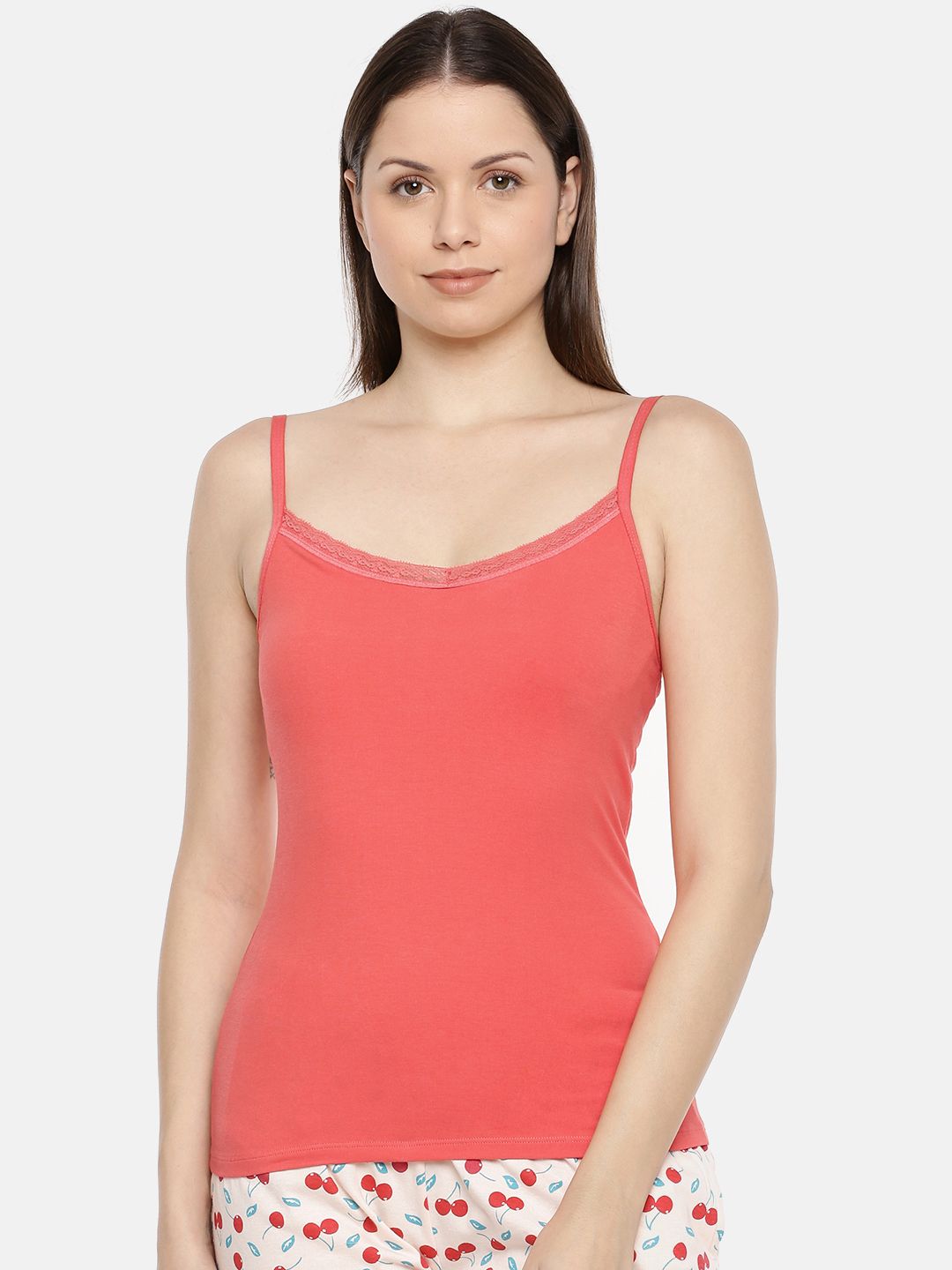 Camisole with Bust Support in Colour -Coral