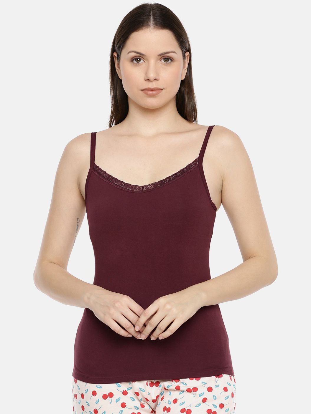 Camisole with Bust Support in Colour -Bordeaux