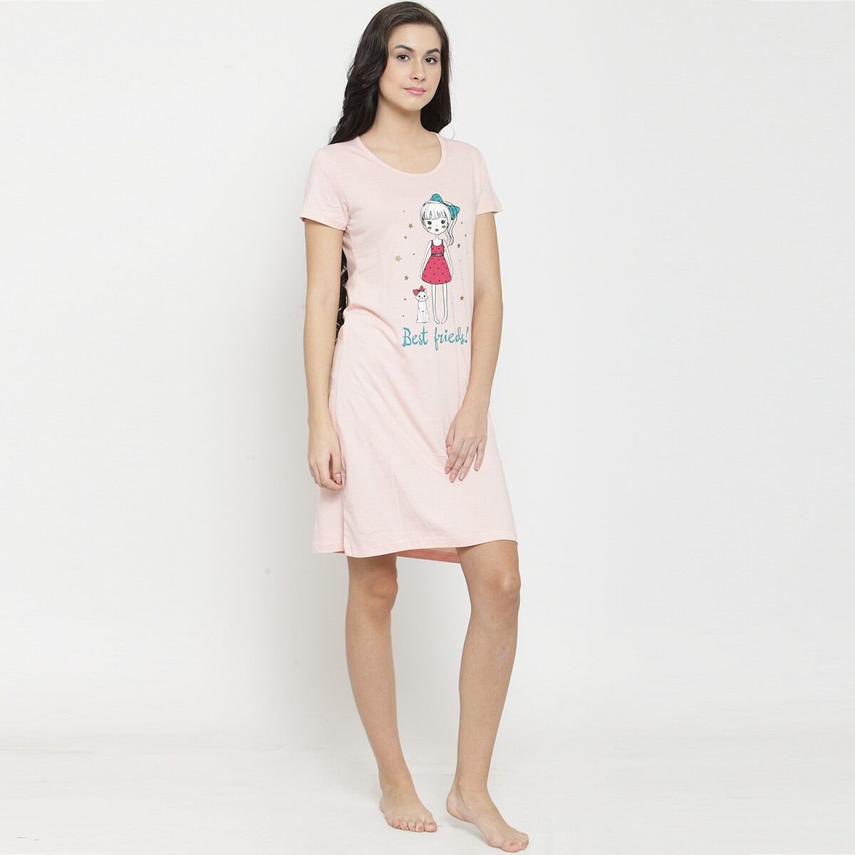Rose Pink Girl & Cat Sleepshirt