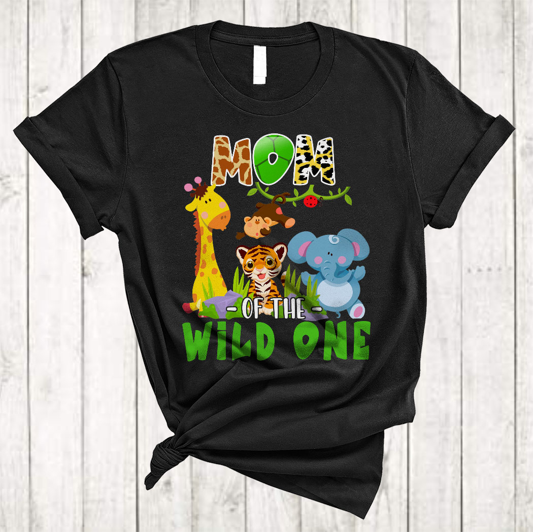 Mom Of The Wild One Cute Birthday Zoo Safari Animals Lover Family Group T-Shirt - Picture 3 of 9