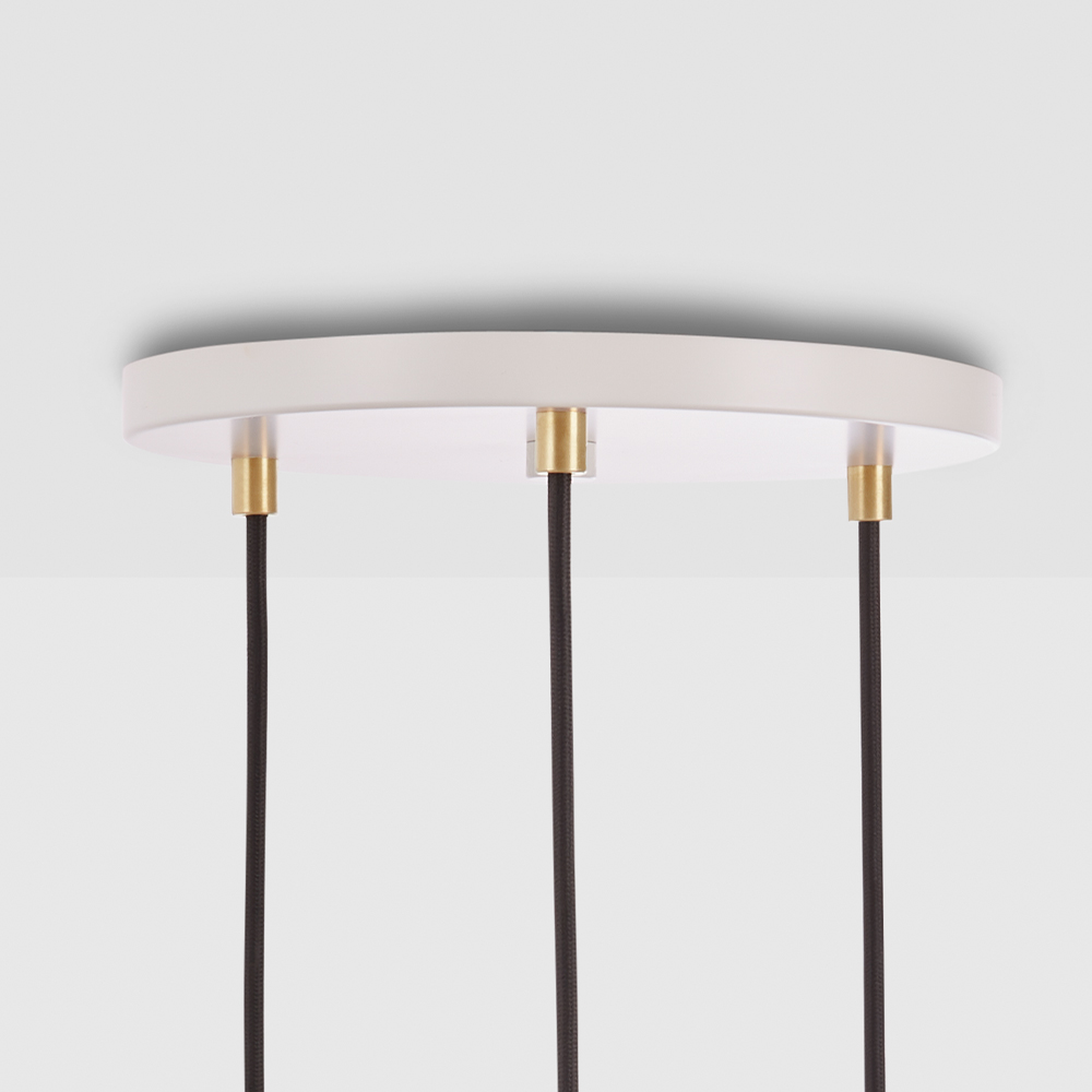 Small canopy white, brass grip with 3 brass pendants & 3 Voronoi II EU