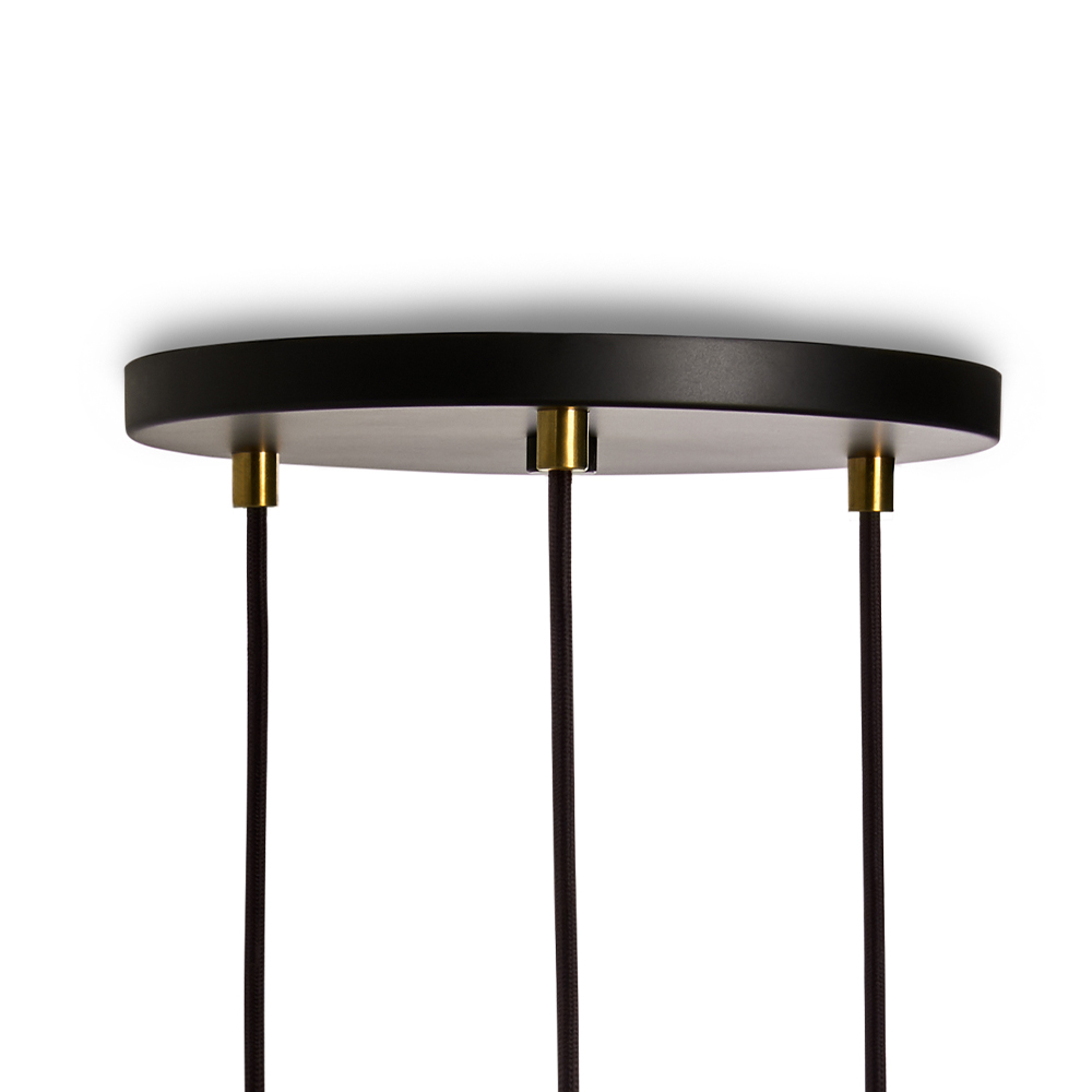 Small canopy black, brass grip with 3 walnut pendants & 3 Voronoi II EU